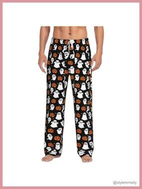 Funny Halloween Pajama Pants Polyester Spandex Elastic Waist Drawstring